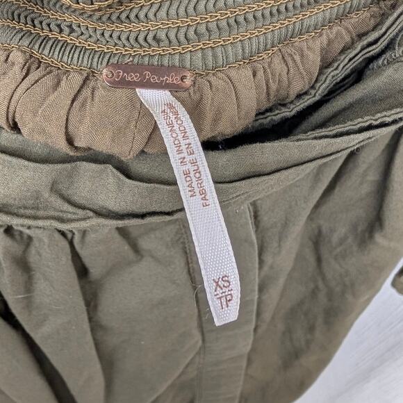 Free People Skirt Womens XS Khaki Cotton Wrap Style Tie Waist A-line Midi - Picture 3 of 9